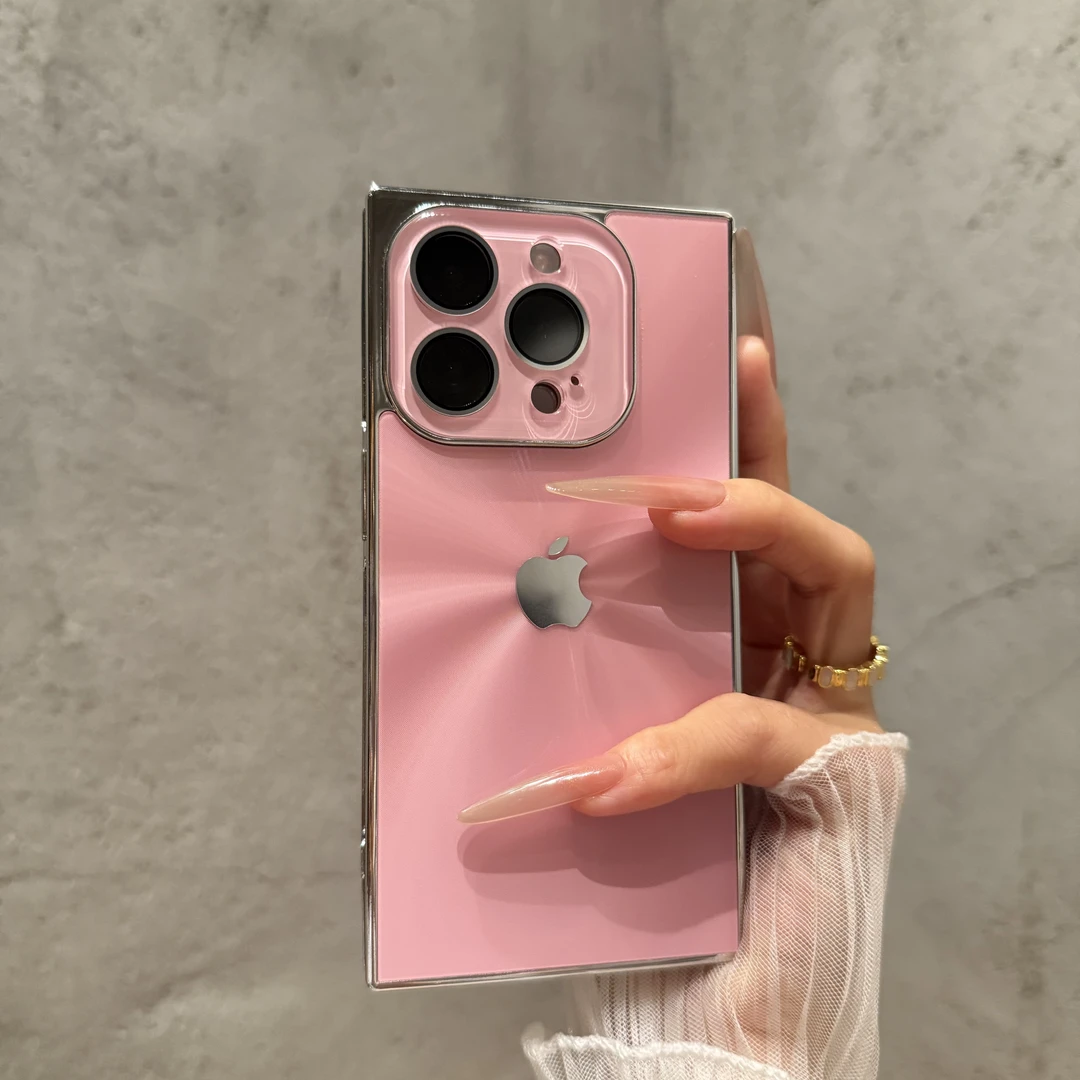 高级感方形极光适用苹果16promax手机壳iPhone15时尚14防摔13个性