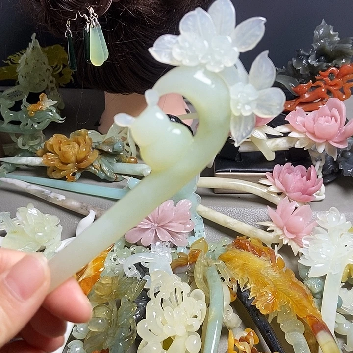 岫玉未镶嵌发簪发簪