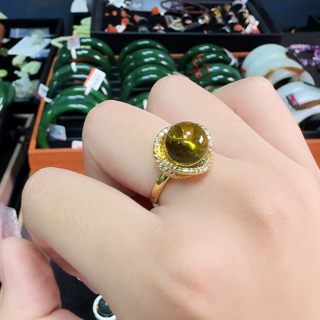 银S925镶嵌颈饰琥珀蓝珀戒指