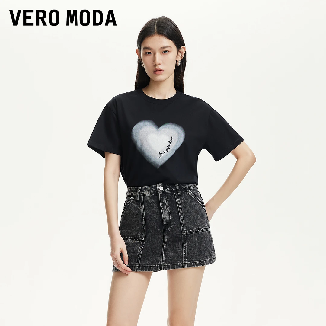 Vero Moda短裤女2025新款高腰做旧水洗磨白短款时尚牛仔裙裤贵气