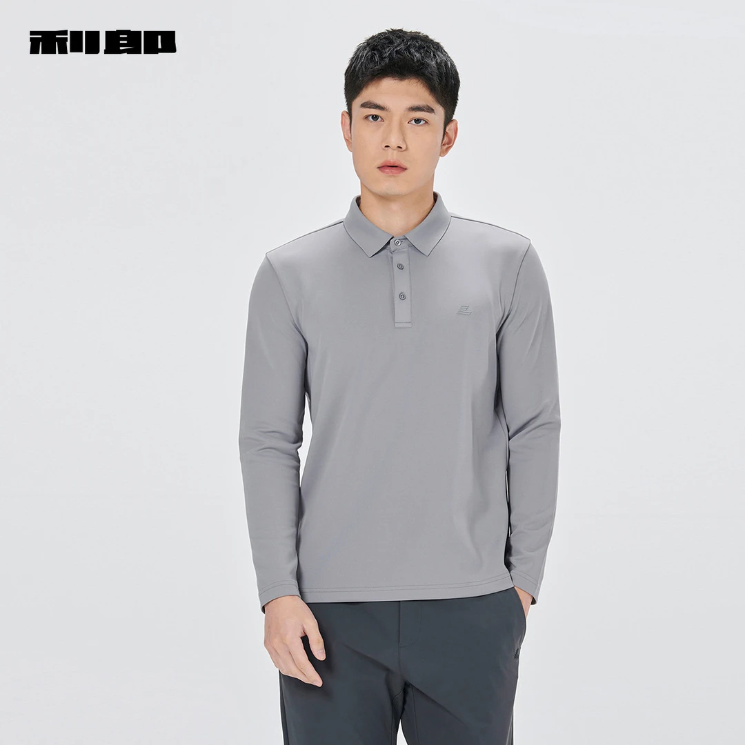 利郎官方长袖polo衫男士商务休闲2025春夏新款翻领弹力印花T恤