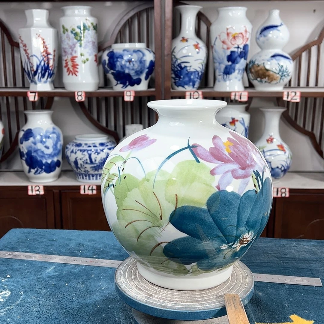 摆件景德镇陶瓷石紫荷