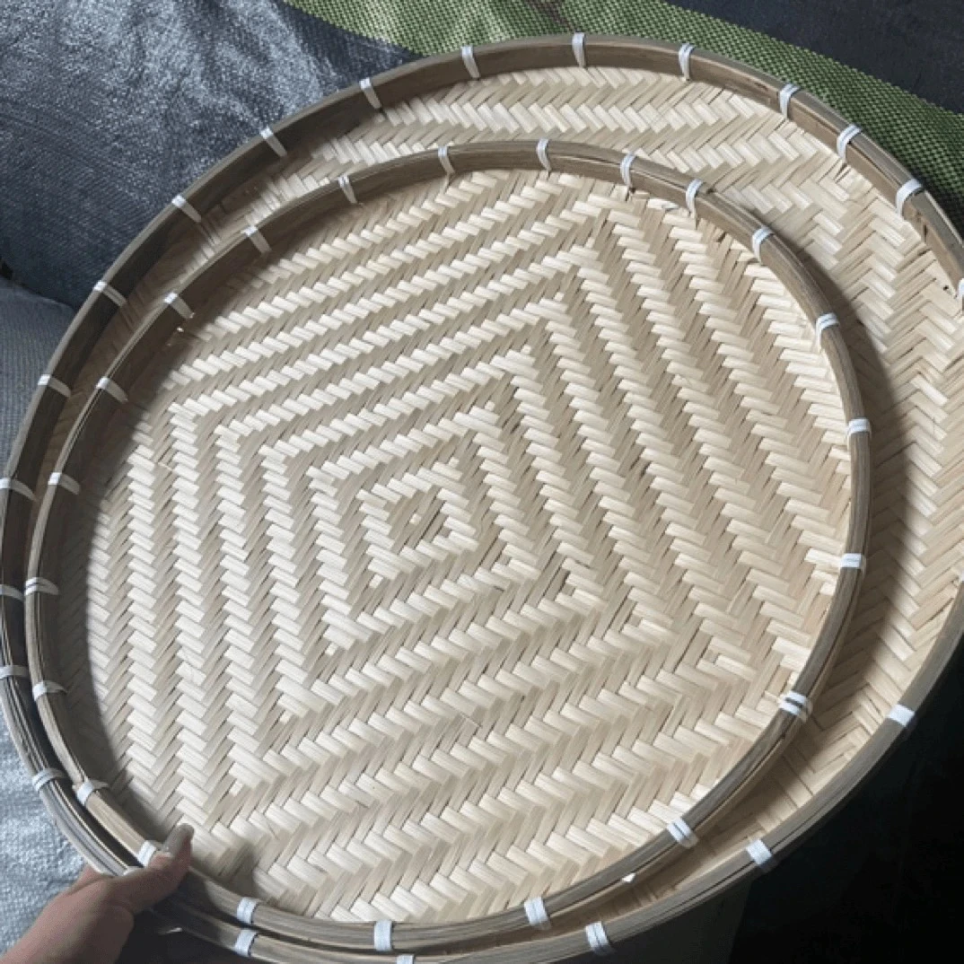 直径50+60厘米竹编菱纹编织晾晒簸箕发两个