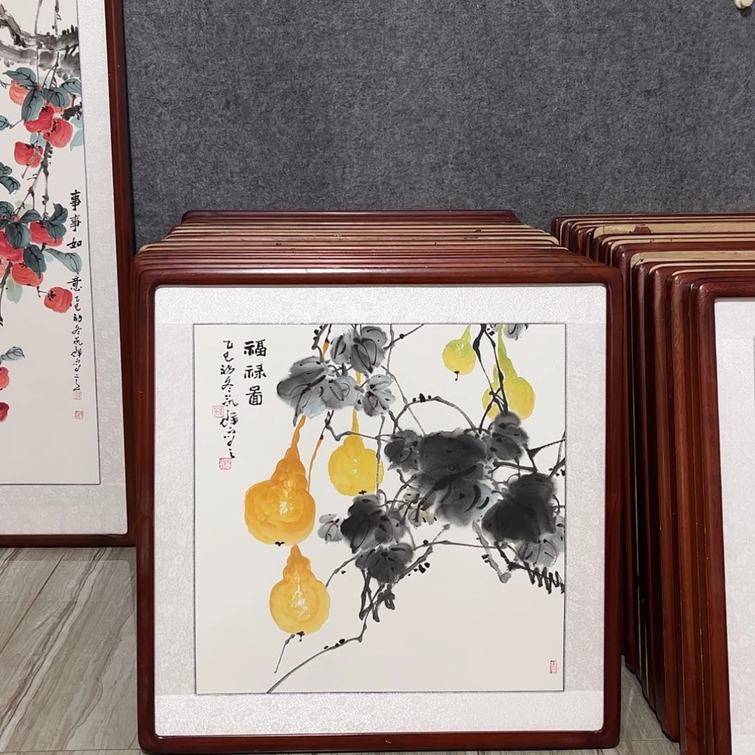 国画书画作品带框63×63