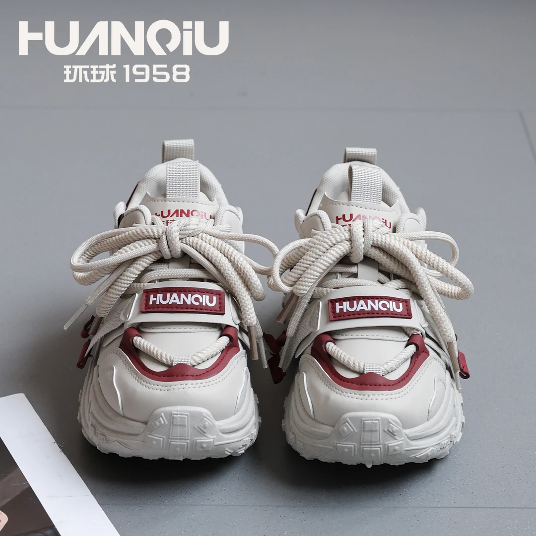 HUANQIU/环球老爹鞋女款2024爆款百搭厚底运动鞋韩版小众学生女鞋