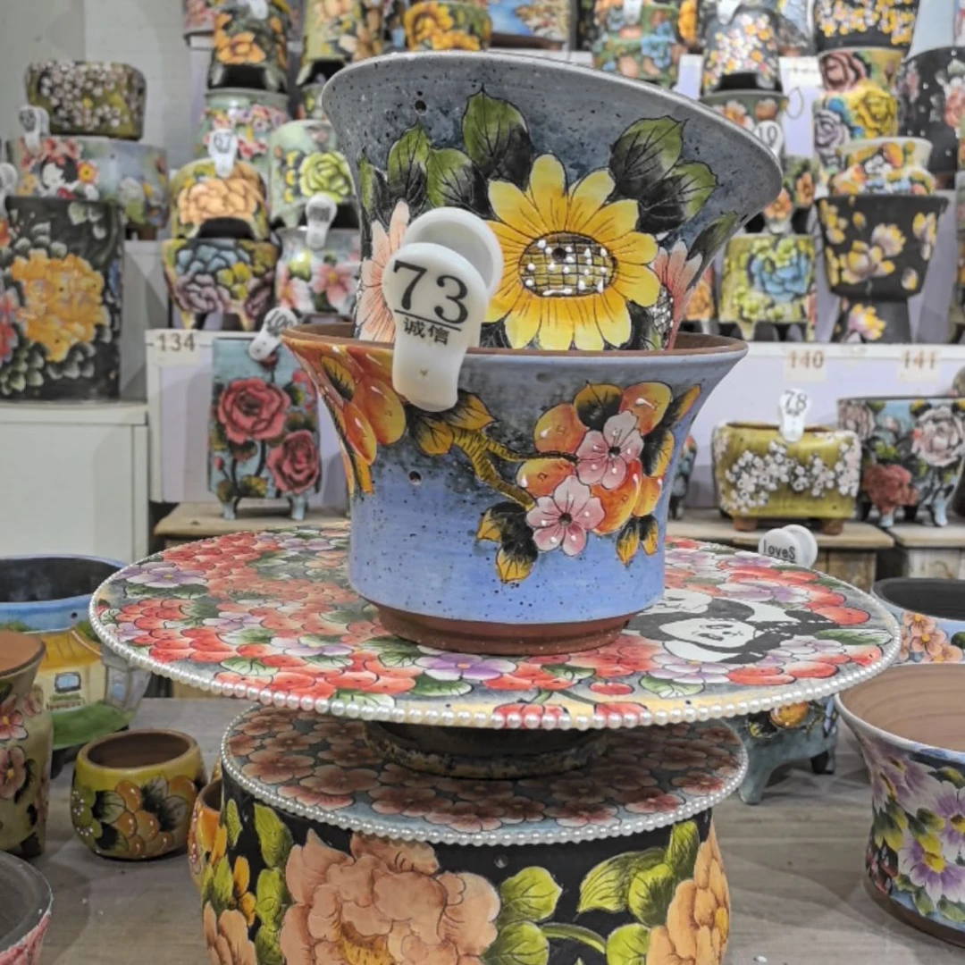 红泥花盆景德镇陶瓷