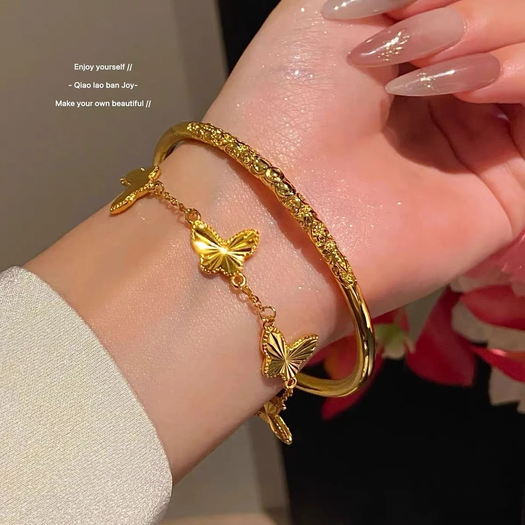 铜合金手链 蝴蝶手链新款轻奢高级感不掉色小众手饰秋冬A674