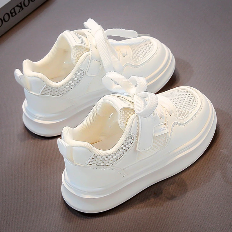 六一女童单网小白鞋2025新款夏季透气休闲儿童鞋软底运动板鞋女孩