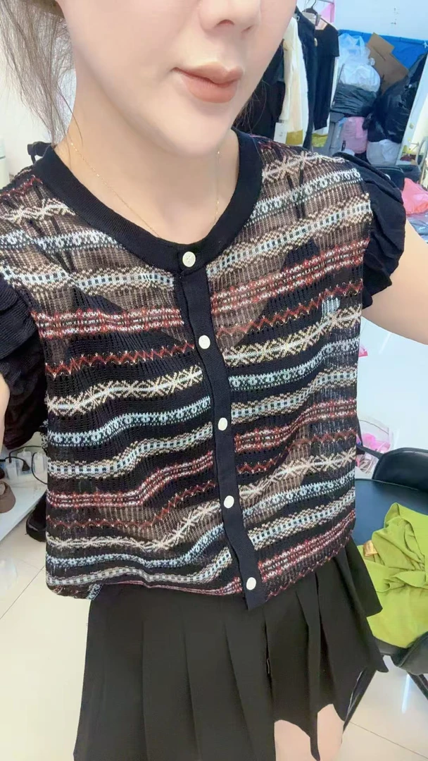 欧洲站乌衣轩夏季新款宽松飞飞袖针织开衫女