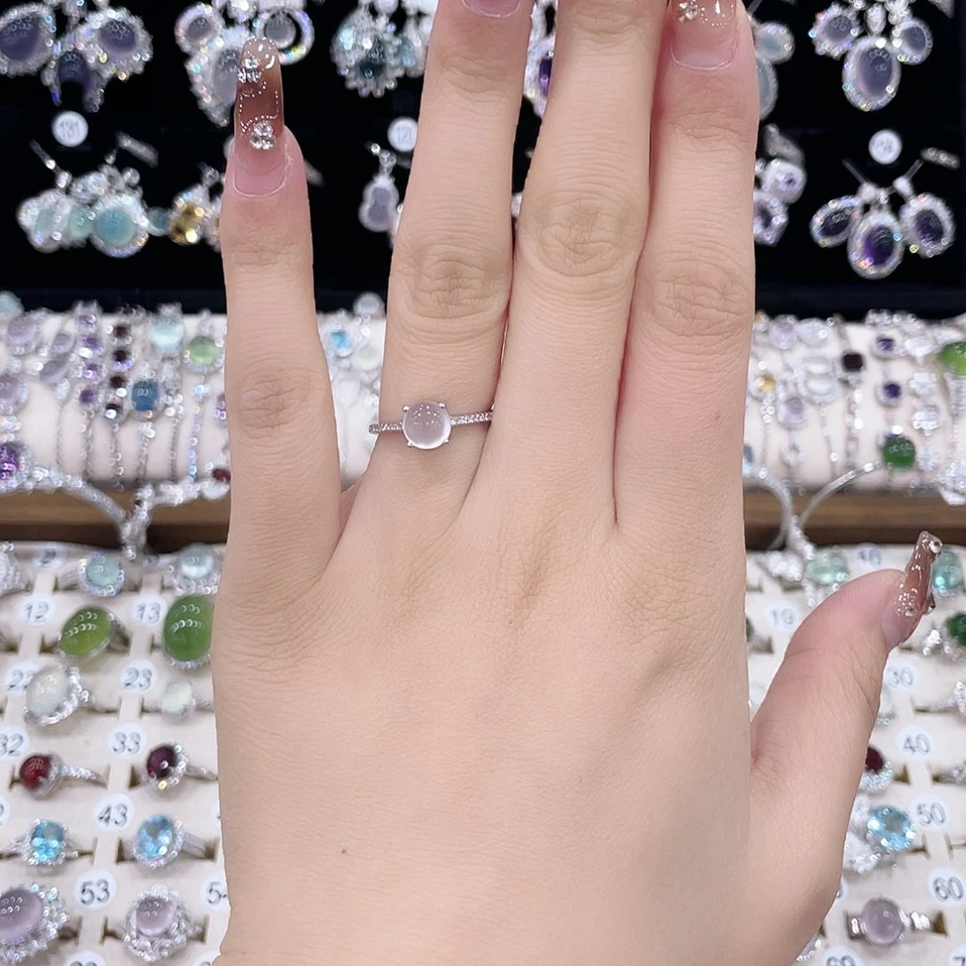 银S925镶嵌蛇纹石玉戒指