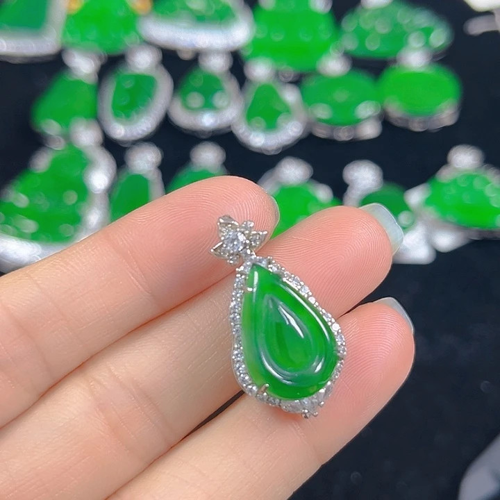 翡翠银S925镶嵌吊坠(不含链)