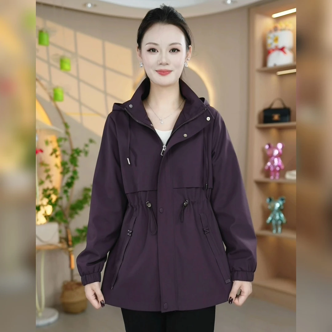 2025年秋季新款洋气女士百搭时尚休闲韩版减龄中长款宽松派克外套