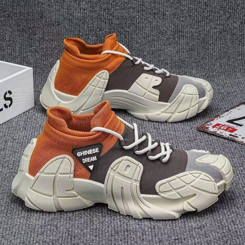 2025春夏薄款百搭飞织袜子鞋防滑软底运动休闲男士鞋时尚潮流男鞋