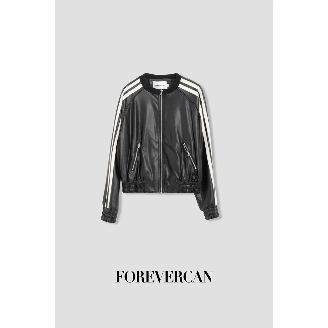 FOREVERCAN【朋克记忆】-进口蛋白皮棒球服皮衣短外套 CANSC17801