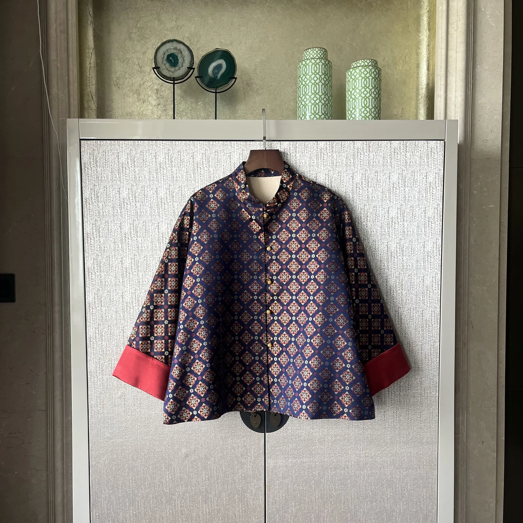 【暮霞凝彩】立领桑蚕丝外套中式时尚休闲花色