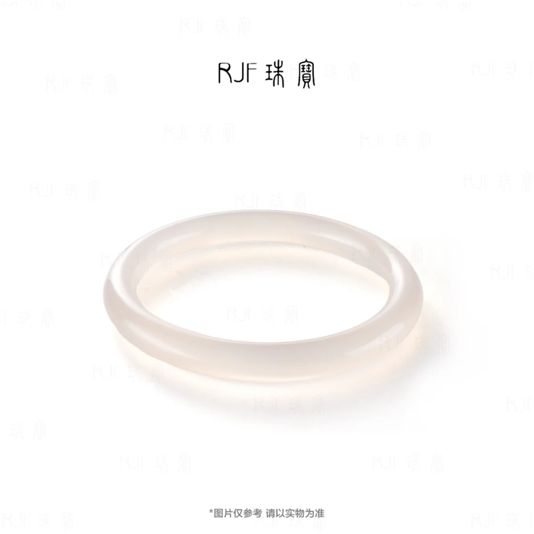 RJF【白浅】天然玉髓手镯细条镯女士百搭时尚冰透白月光