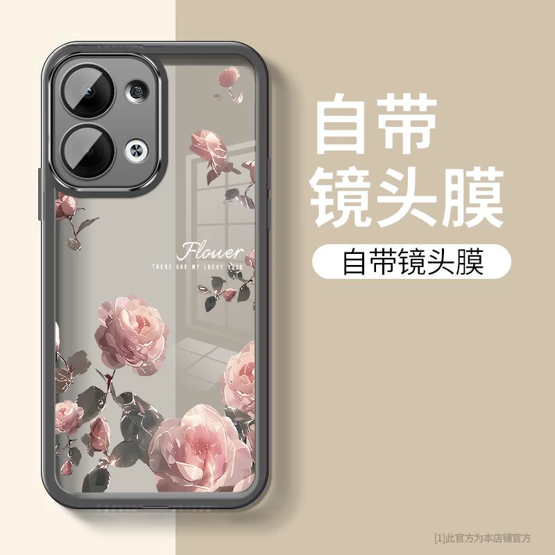 玫瑰花适用oppoK12s手机壳女款防滑k12s透明全包镜头膜ins 小清新