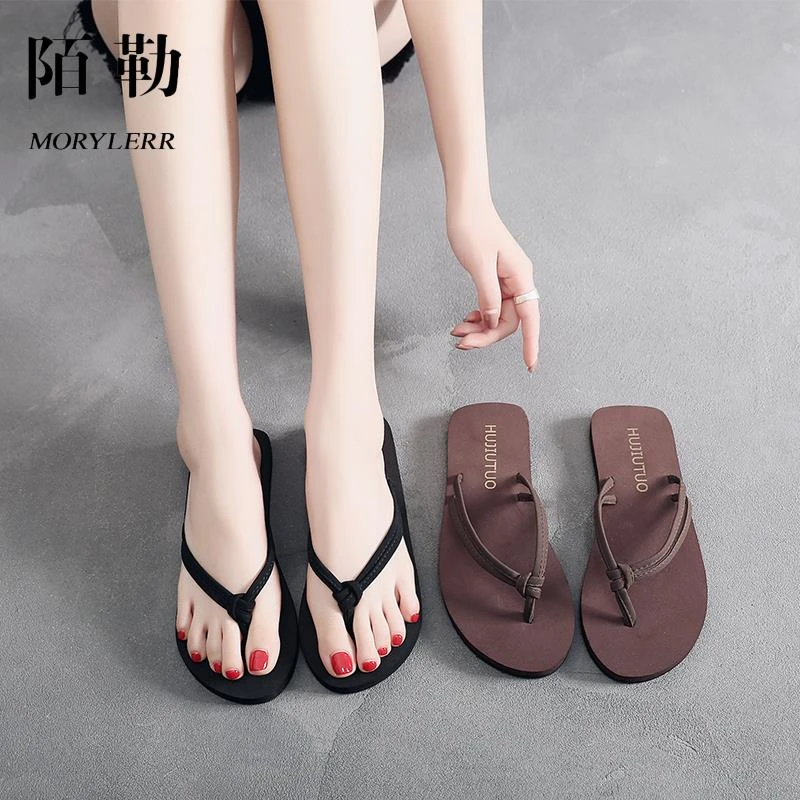 MORYLERR人字拖女沙滩坡跟凉拖时尚外穿平跟夹脚拖松糕厚底防滑夏