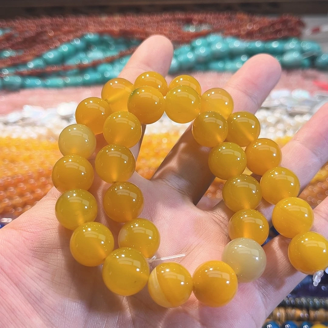 玛瑙/玉髓合金珠宝半成品黄玛瑙一条14mm