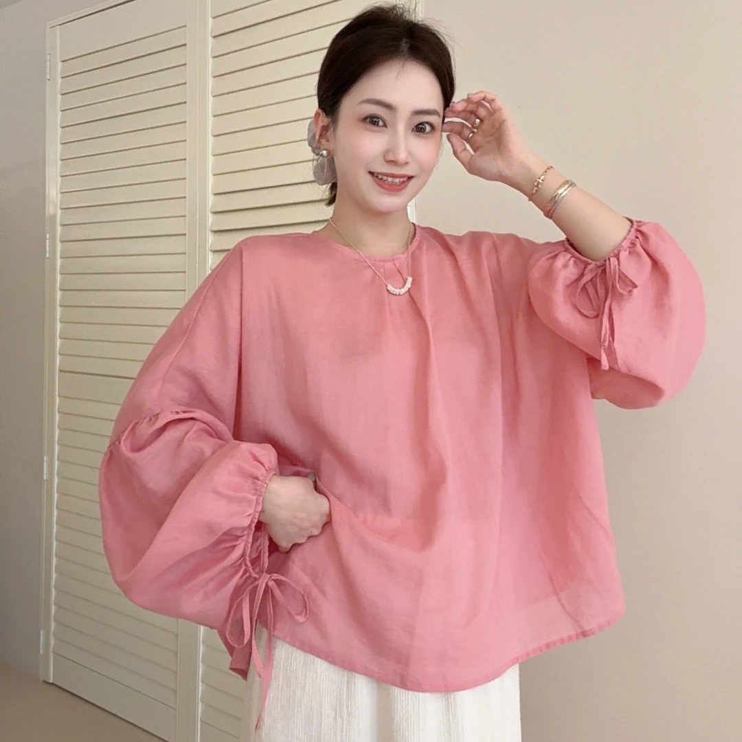 SUNCC自制 海棠花/阳光版 夏季气质高级麻感清凉透气百搭慵懒上衣