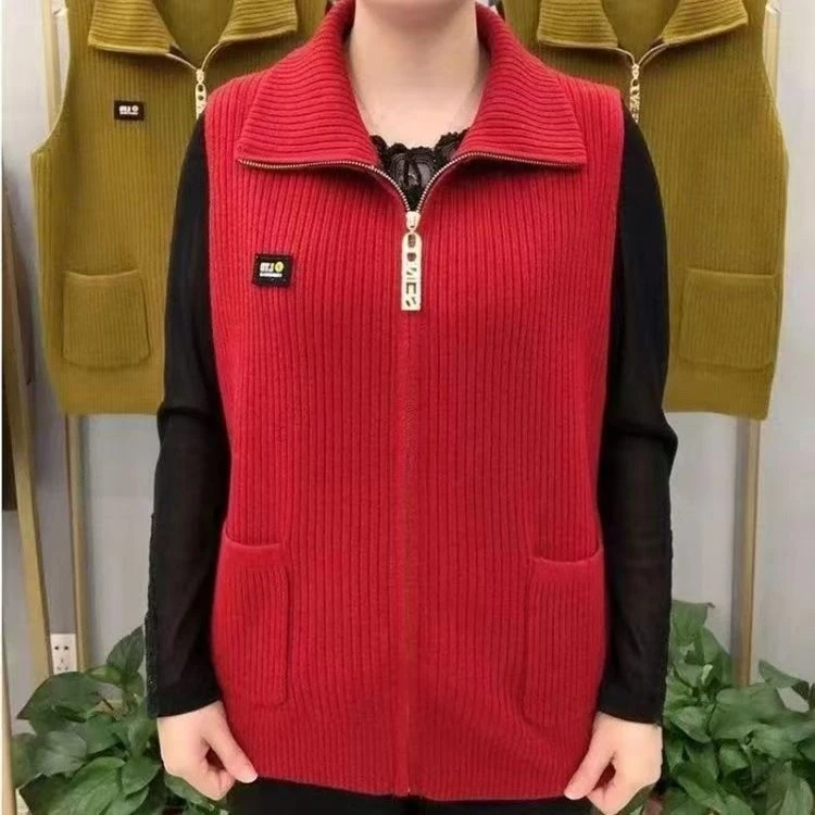 妈妈装春秋款针织马夹外套女宽松大码洋气百搭短款上衣女