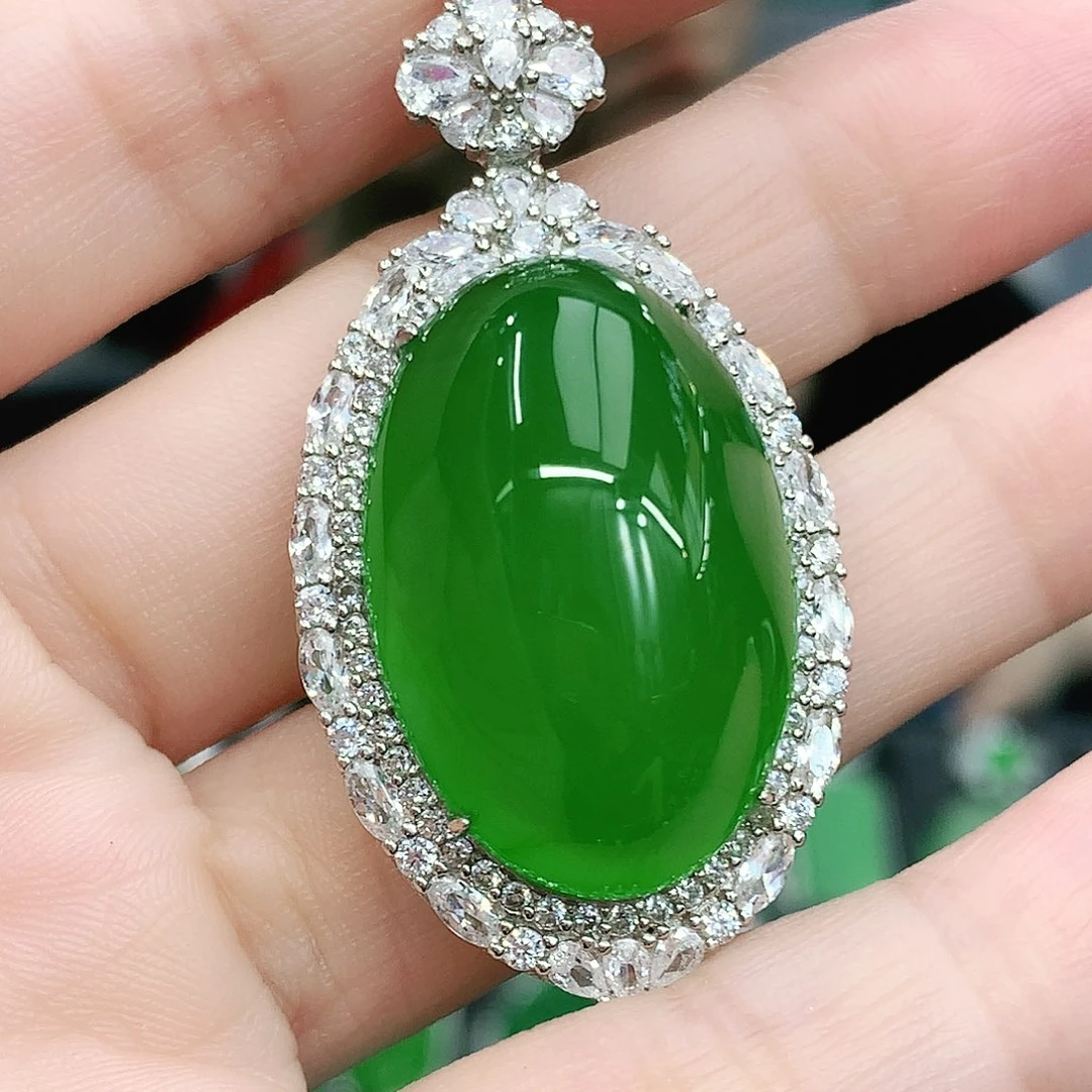 银S925镶嵌吊坠玛瑙/玉髓