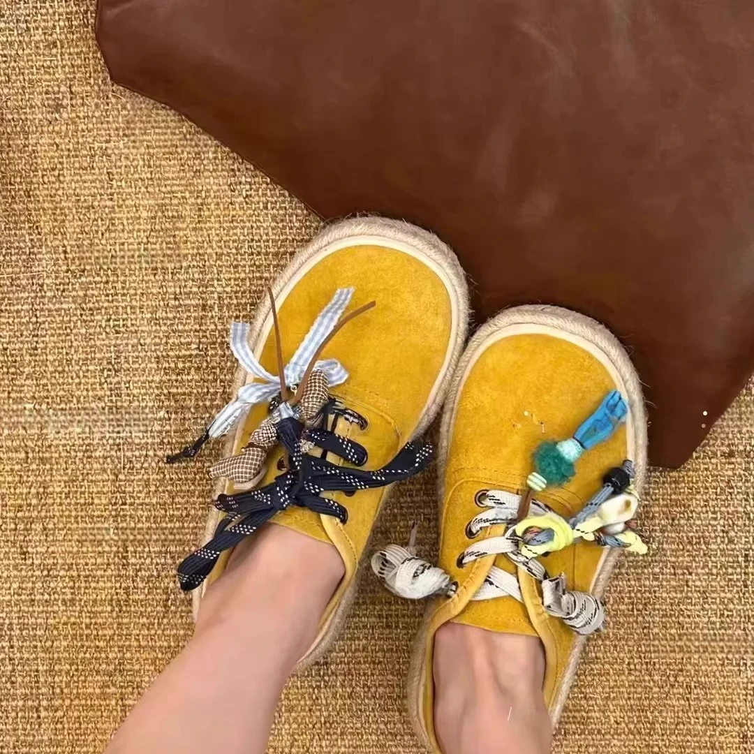 【半拖%全包】浪漫阿sue-可拆卸挂件度假风编织半拖鞋女休闲单鞋