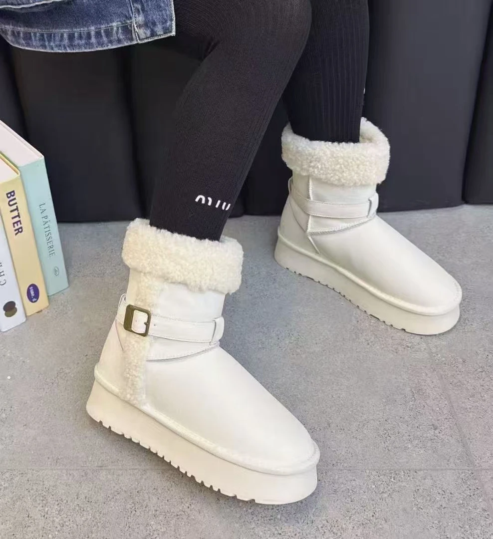 2025爆款成人保暖修面皮高帮时尚雪地靴加厚女款冬季