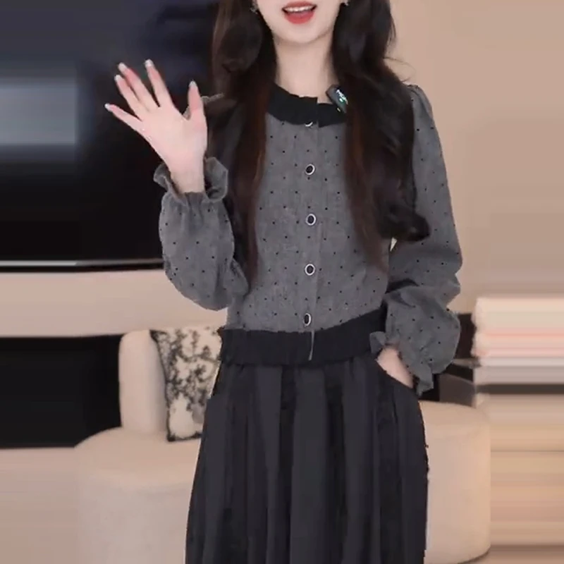 千金清冷感贵系衣服秋季新款洋气小众波点长袖衬衫显瘦减龄上衣潮
