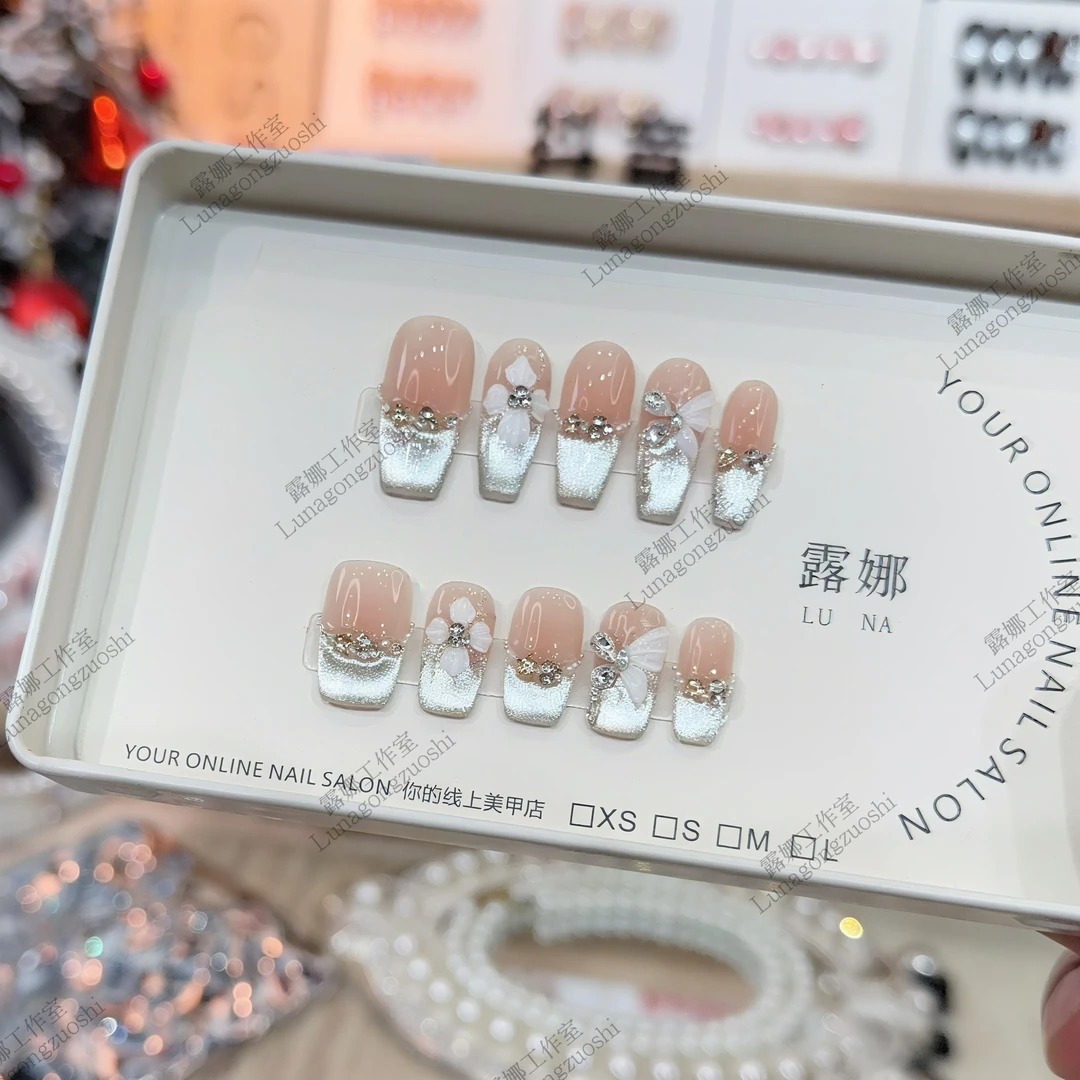 【银蝶迎春】手工穿戴甲气质款光疗美甲