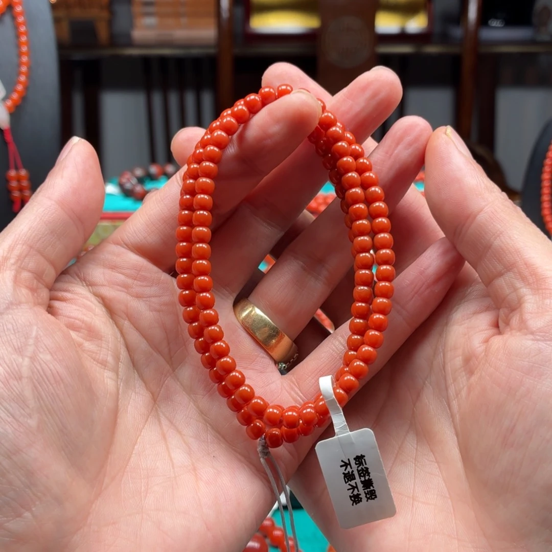 南红玛瑙未镶嵌多圈原矿保山官坡柿子锦多圈卡5