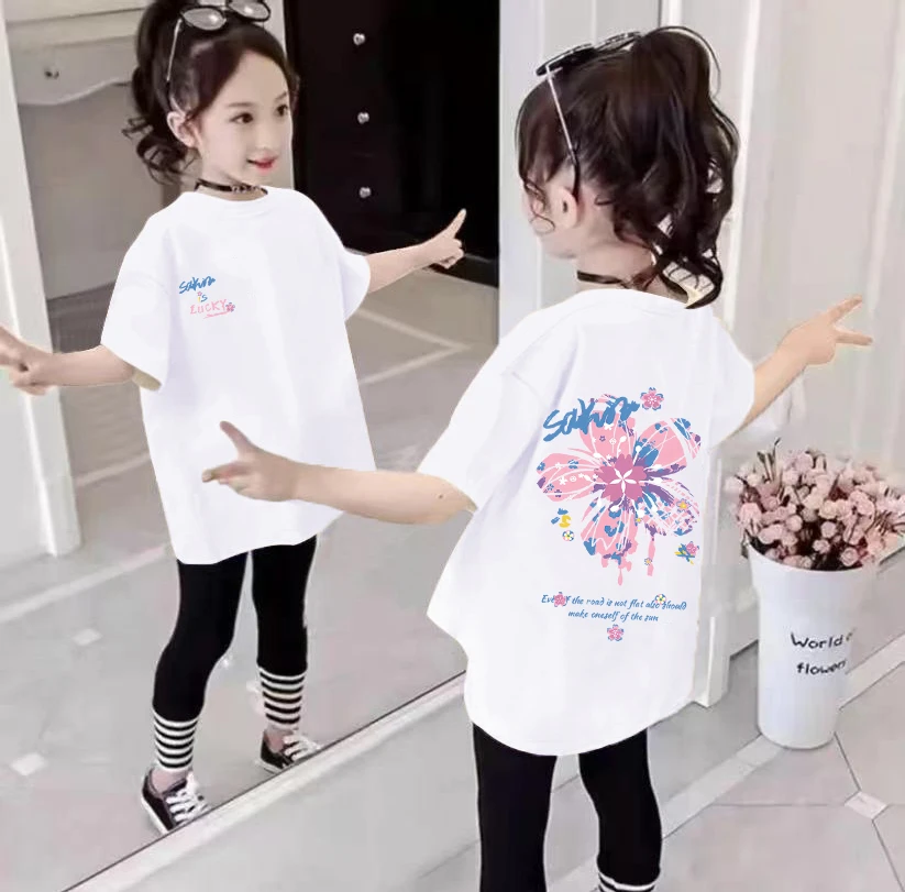 纯棉儿童短袖T恤大中小童女童夏季2025新款打底衫休闲洋气上衣