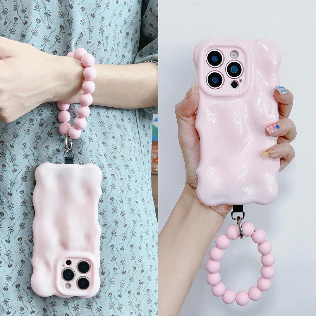 韩系立体粉色陨石纹适用苹果15手拎14圆环iphone16promax手机壳13