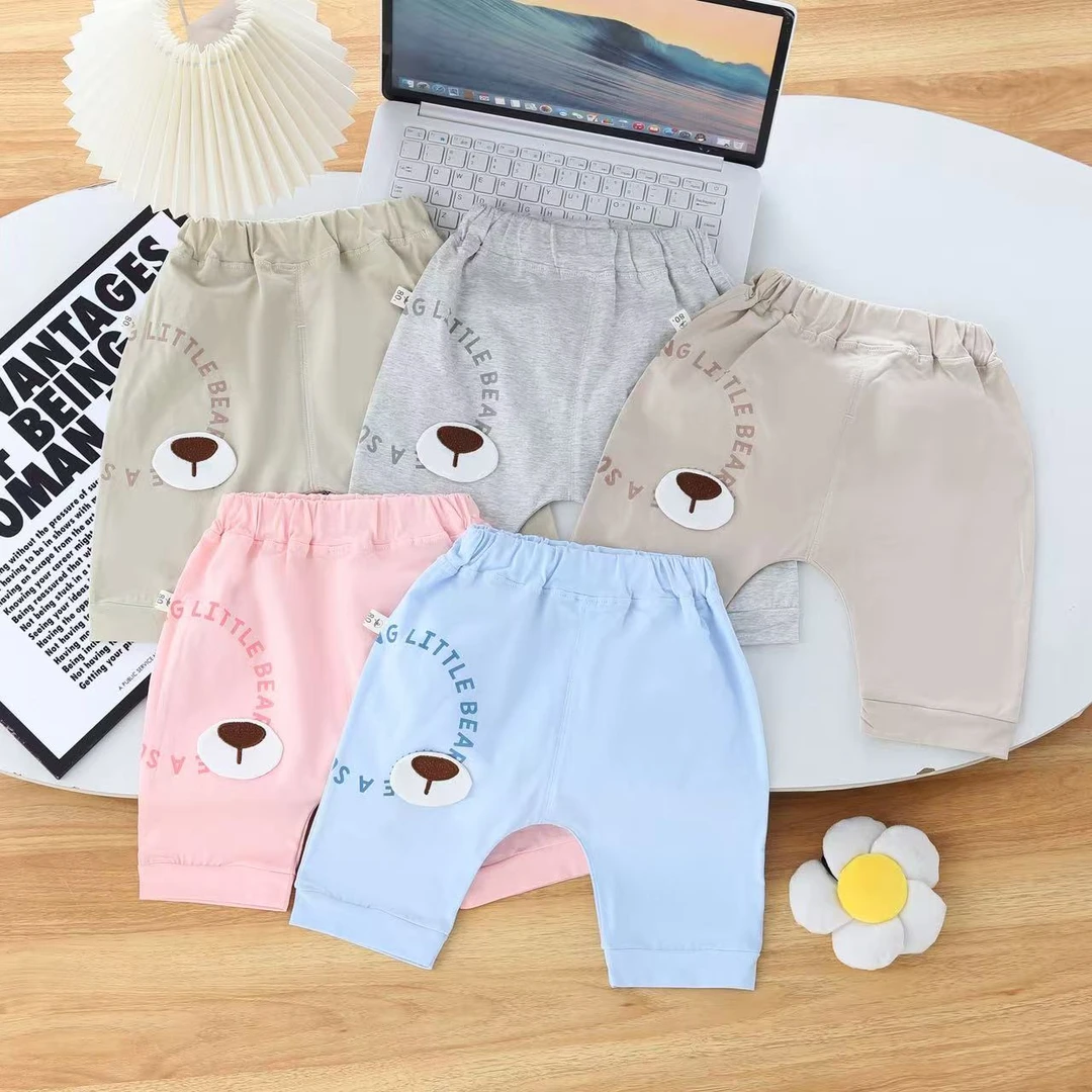 儿童夏季薄款可开档冰瓷棉屁屁七分裤