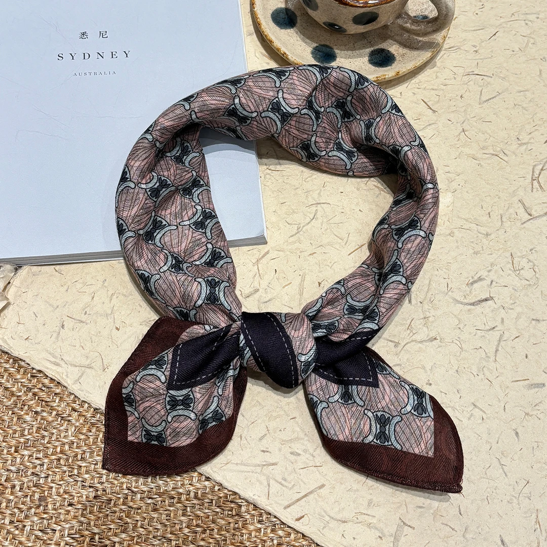 【67*67】春夏新款百搭双面双色丝巾复古优雅高级感小方巾25W014-10