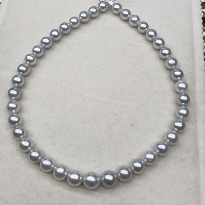 未镶嵌项链海水珍珠澳白银蓝9-10.5