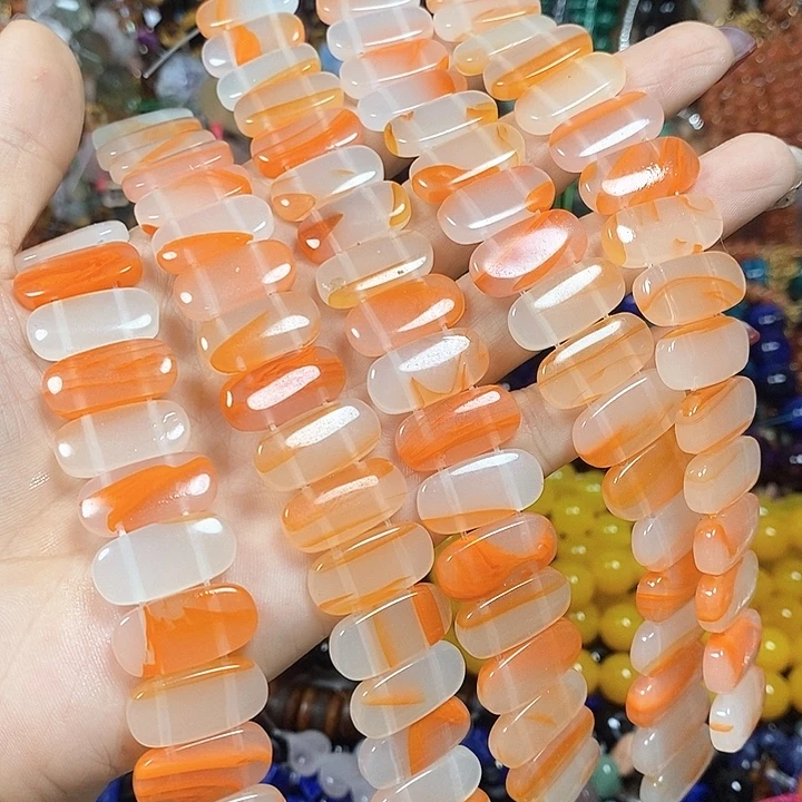 玛瑙/玉髓未镶嵌珠宝半成品玛瑙手牌卡20*10mm短款
