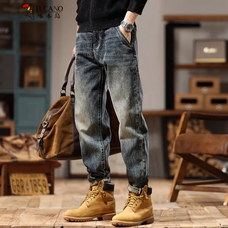 TUCANO/啄木鳥美式潮牌重磅裤子2025新款秋冬高端直筒宽松牛仔裤