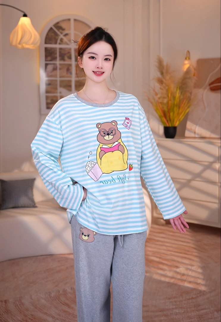 【条纹熊】春季新款云舒棉时尚原创设计可外穿睡衣家居服