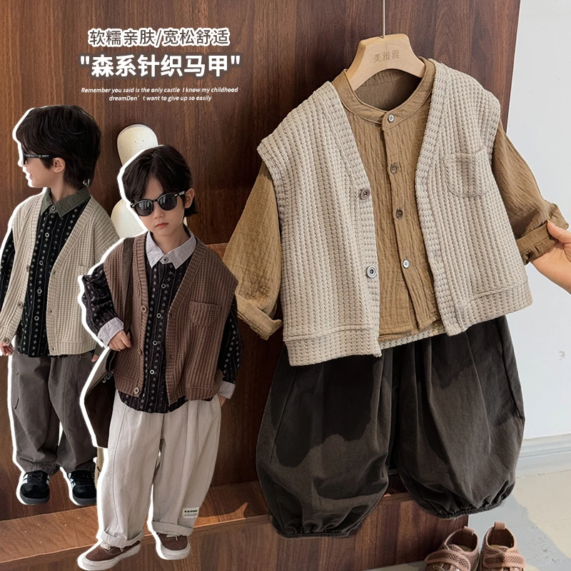 《春上新》2025新款韩系气质儿童25CL888宽松洋气针织马甲坎肩外套