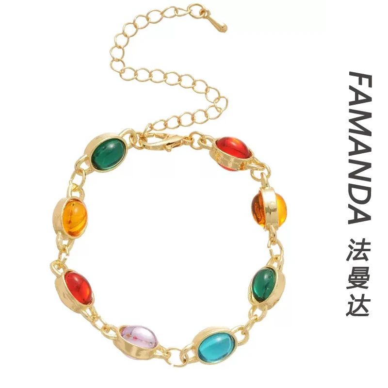 法曼达 铜合金琉璃手链 【彩虹手链】高品质珠珠彩色时尚百搭手链