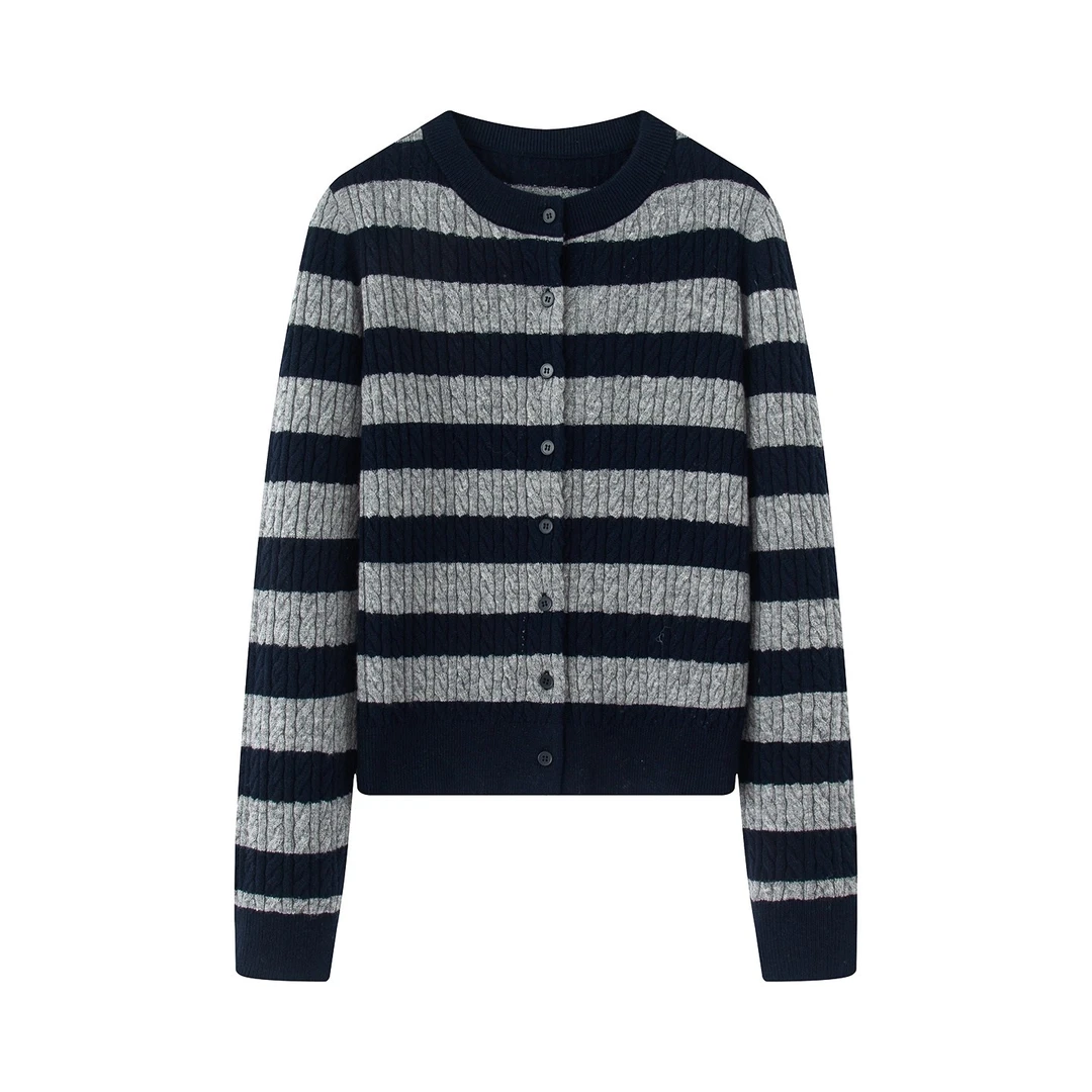 7125{迪}2025冬季款撞色毛衣女装条纹针织拍照新款消费券用券好物