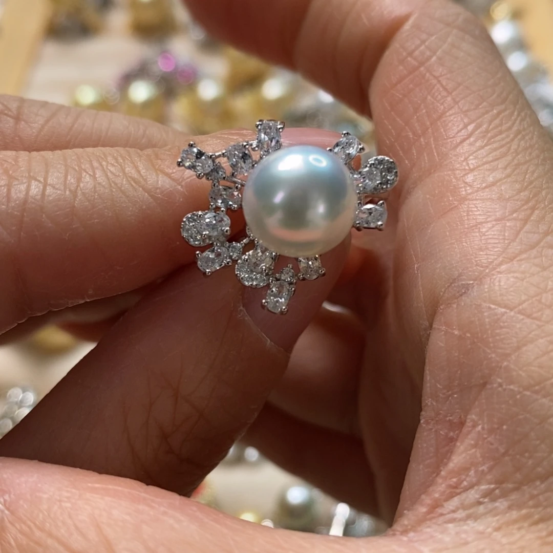 海水珍珠戒指银S925镶嵌