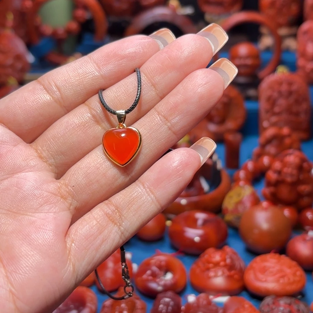 银S925镀金镶嵌雕刻南红玛瑙