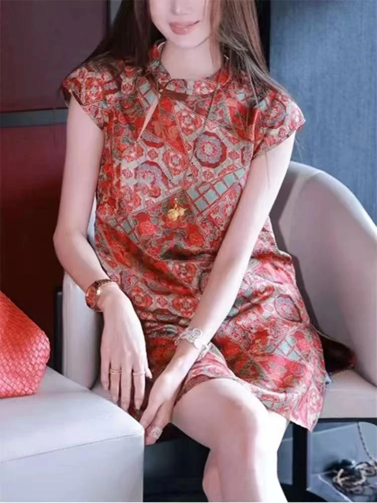 深圳小曹服饰新中式国风中长款红色上衣女-----88-2