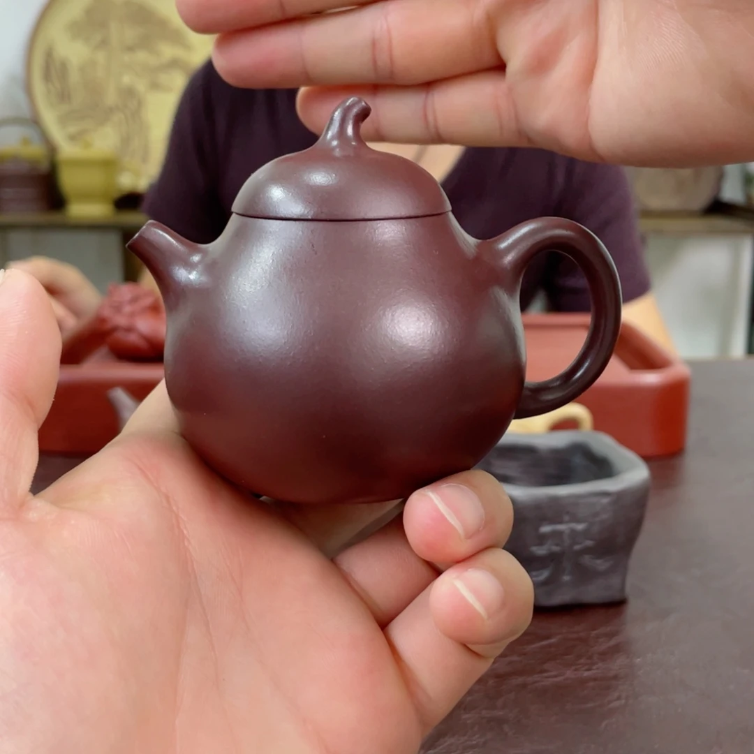 茶壶紫砂小茄瓜紫泥