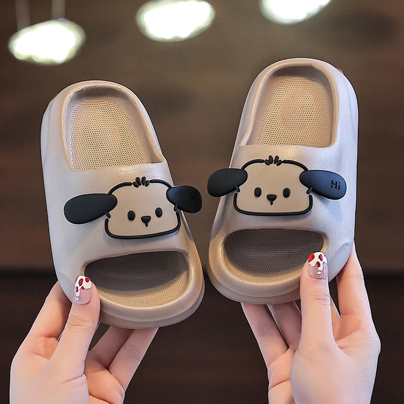 夏季新款儿童拖鞋男女卡通EVA踩屎感可爱小狗DIY沙滩外穿宝宝凉拖