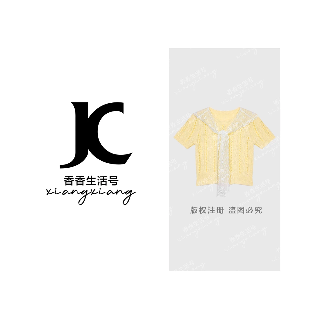 【香香专属】“蕾丝绮梦”2025新夏款镂空欧若风针织衫短袖YN9248
