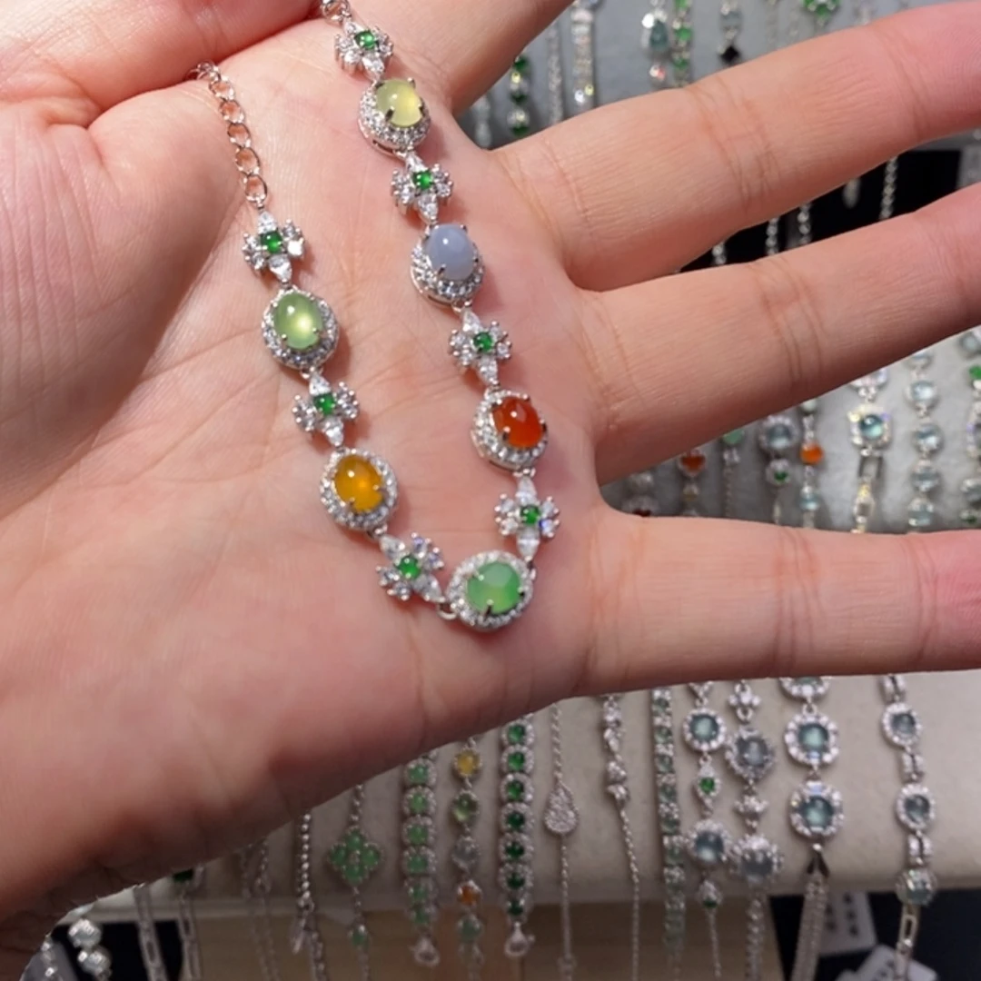 翡翠银S925镶嵌手链