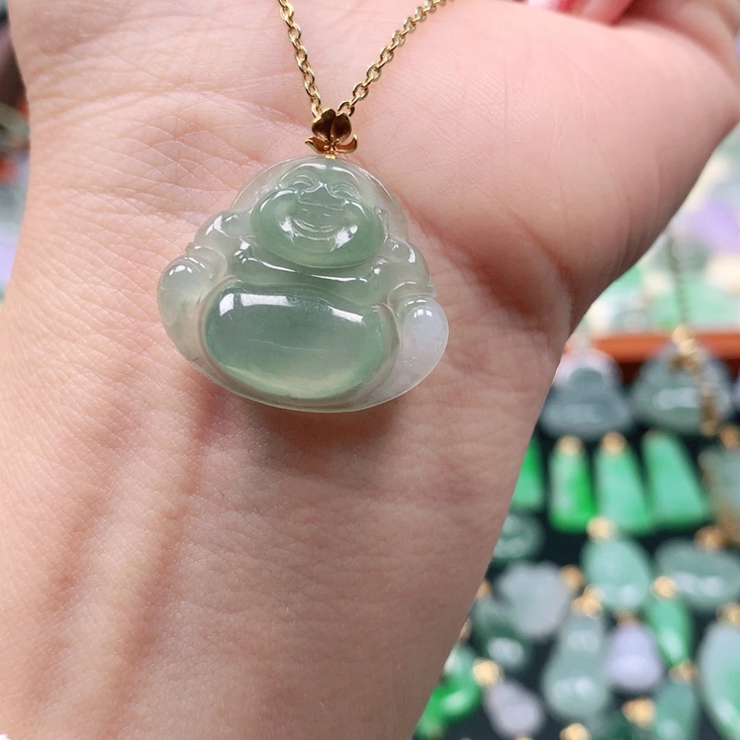 吊坠(不含链)18K金镶嵌翡翠